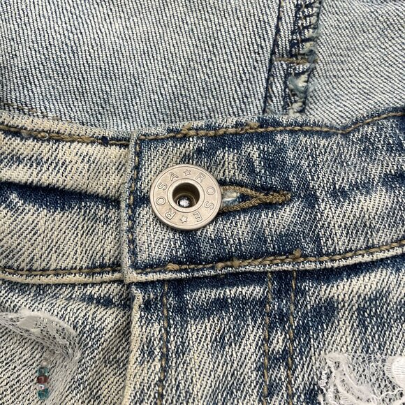 Rosa & Rose Embellished Lace Beading Cuffed Crop Jeans VTG Y2K Med - Picture 7 of 9